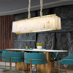 Natural Marble Ceiling Pendant Lights Copper Light Modern LED Home Appliance Stone Hanging Lamps Over Living Room Bedroom(Dimmable,Dia 80cm 4Tier)