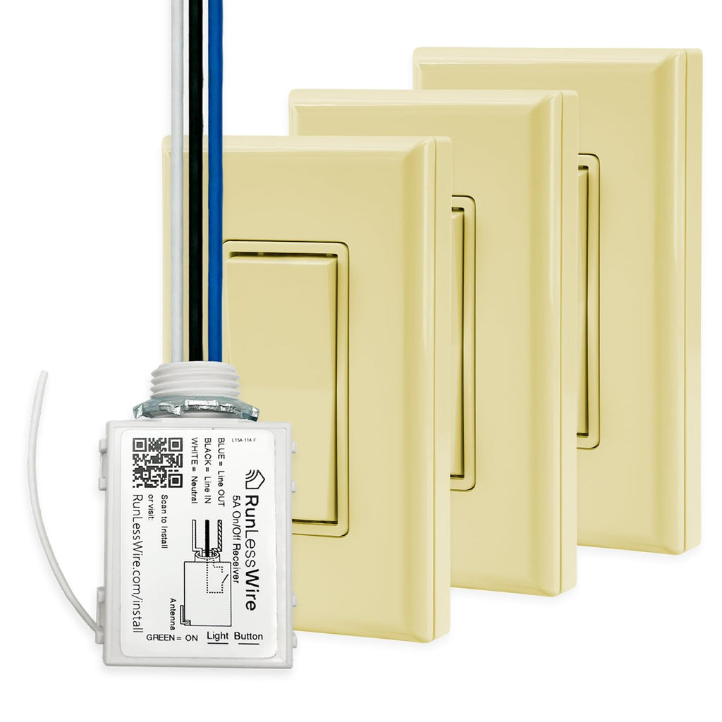 2 Fixture Battery-Free Wireless Light Switch Kit - Light Almond