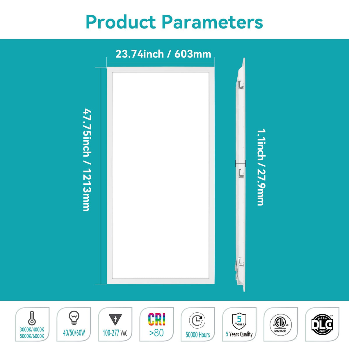 2x4 LED Flat Panel Light for Drop Ceiling 18 Pack 60W 6600LM ETL