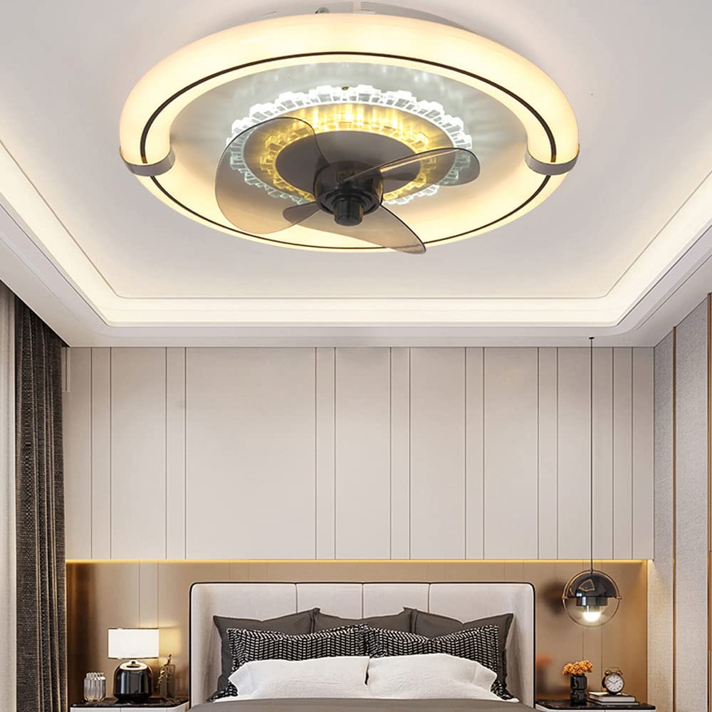 120W Smart Ceiling Fan Lamp LED tri-Color dimming Adjustable Ceiling Lamp High Light Transmittance Acrylic lampshade for Dining Table Bedroom Living Room (with Timing Function)