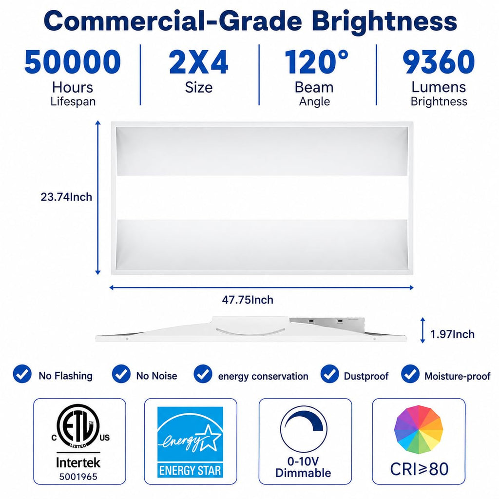 2x4 LED Troffer Light, LED Drop in Ceiling Light for Dropped Ceiling, 4000/5000/6000 Adjustable Lumens, 3500K/4000K/5000K Switchable Color Temperature, White (4 Pack)