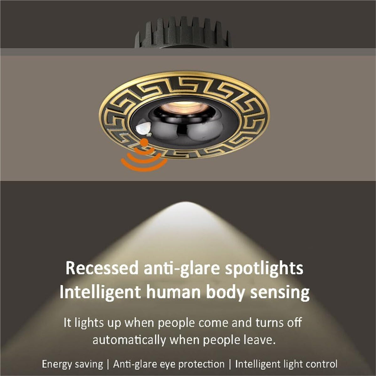 4.3-Inch Retrofit Motion Sensor Downlight - Dual Body/Light Sensors, 3 T Adjustable, Indoor Ceiling Lighting Fixture,Warm light-8W