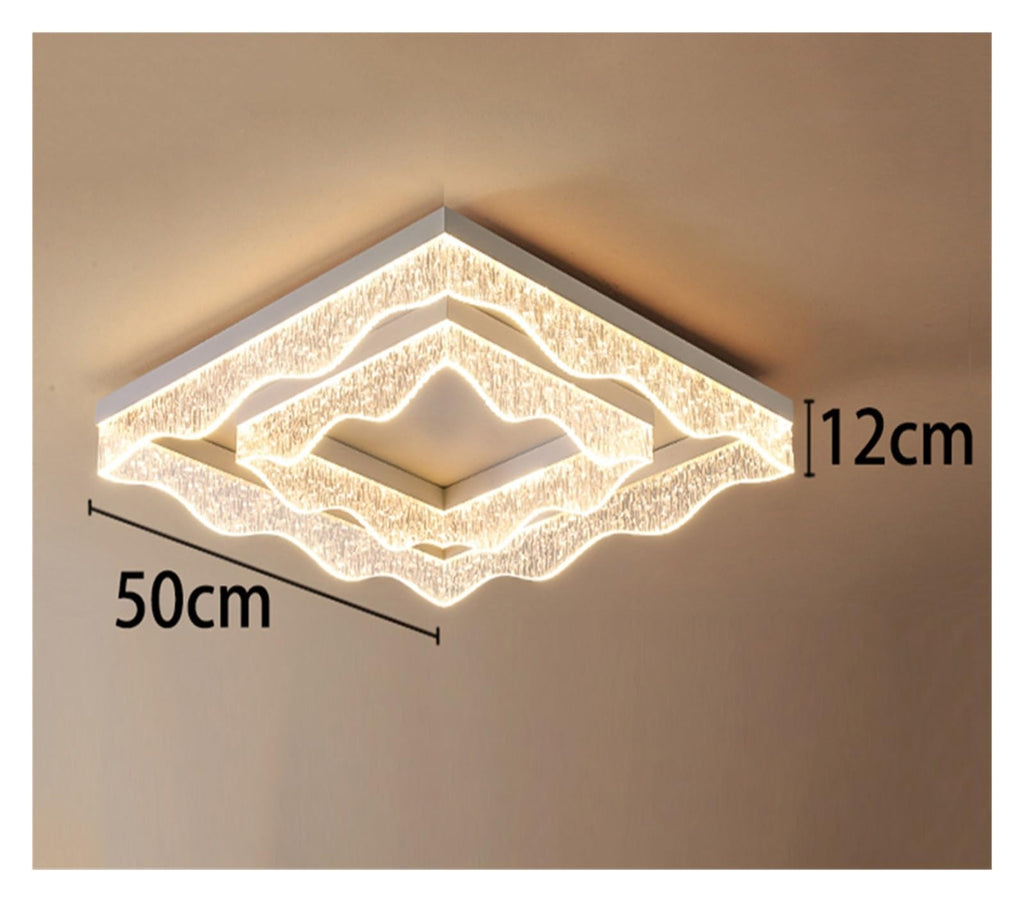 Wavy Square Round Crystal Flush Mount Ceiling Light Glass LED