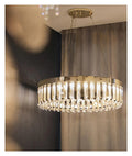 Ring Gold Crystal Chandelier Circular Long Prism Light ,household