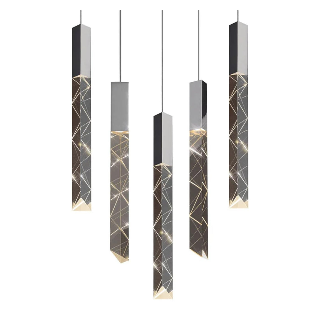 Modern Luxury Linear Crystal Pendant Light Multi-Drop Faceted Crystal Chandelier,Household