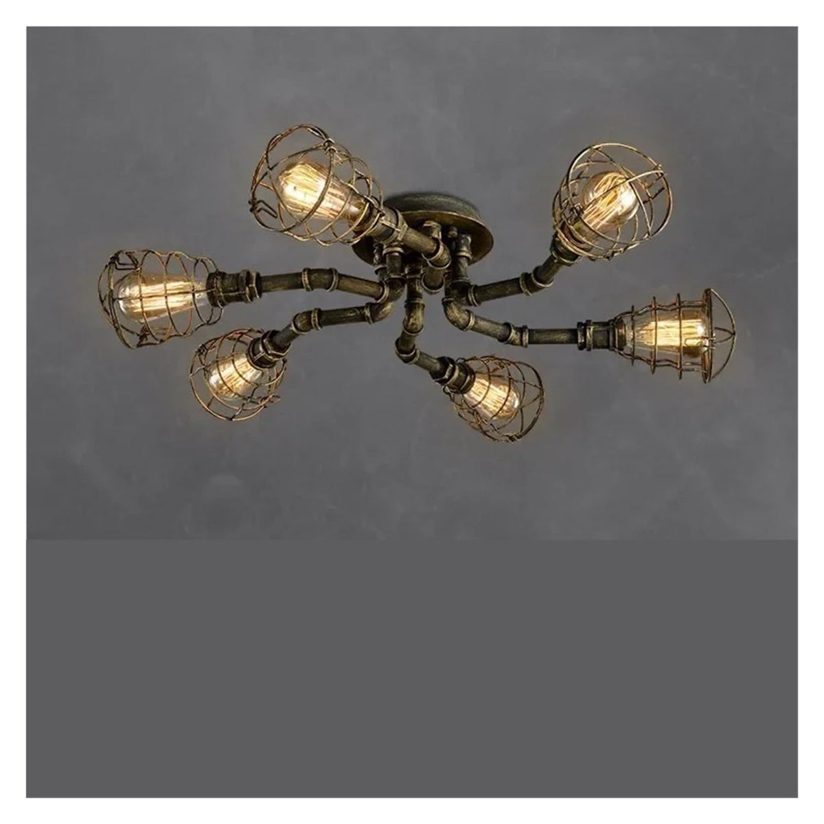 Vintage Iron Light Water Pipe Ceiling Light Fixture Creative Retro Nostalgia Light,Foyer