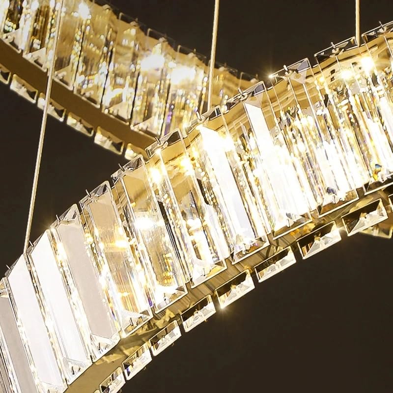 Chandelier Light, European Style Modern Crystal LED Chandelier Hanging Living Room Lighting Staircase Hall Lamps for(7 laps D140cm)