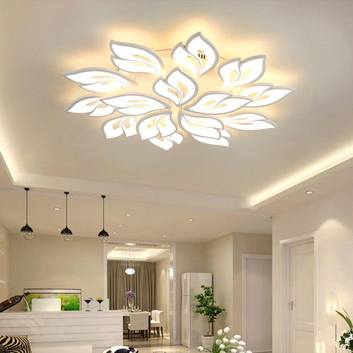 15‑Light Dimmable White Flower‑Shaped Acrylic LED Ceiling Lamp with Remote(