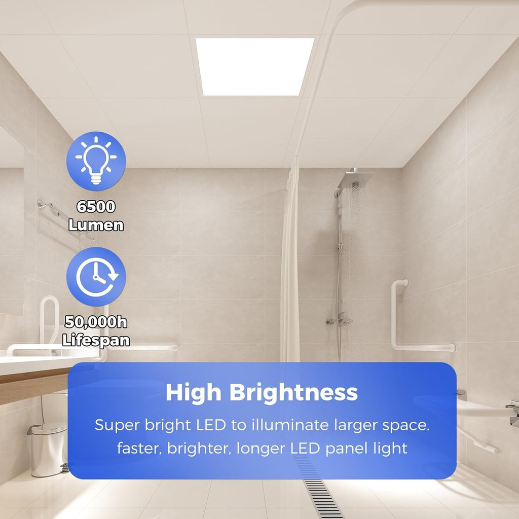 8 Pack 2x2 LED Flat Panel Light, Dimmable Lay-in Recessed for Drop Ceiling Light, 6500LM, 120-277V, 30-50W Selectable, 5 CCT (3000K-6500K)