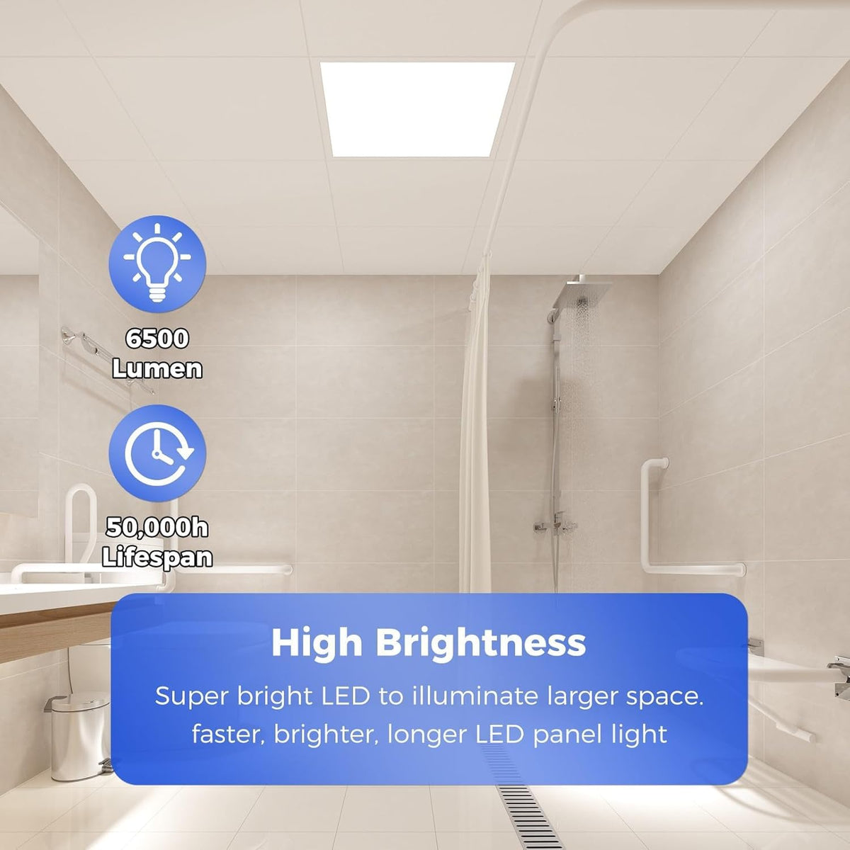 8 Pack 2x2 LED Flat Panel Light, Dimmable Lay-in Recessed for Drop Ceiling Light, 6500LM, 120-277V, 30-50W Selectable, 5 CCT (3000K-6500K)