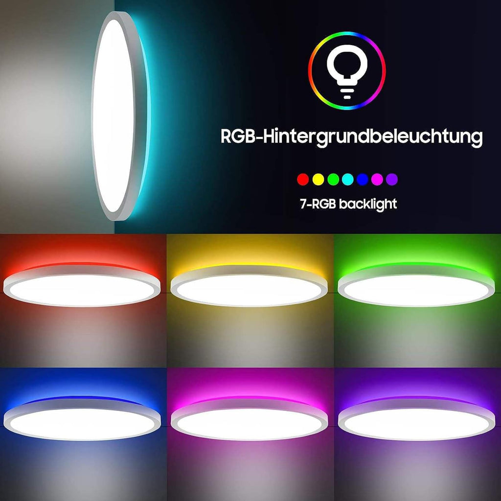 11.4in Backlit RGB Ceiling Light, 32W Ultra-Thin 1.4in,Dimmable