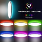 11.4in Backlit RGB Ceiling Light, 32W Ultra-Thin 1.4in,Dimmable