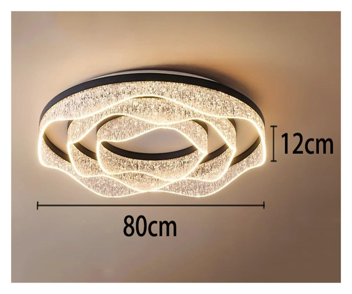 Wavy Square Round Crystal Flush Mount Ceiling Light Glass LED