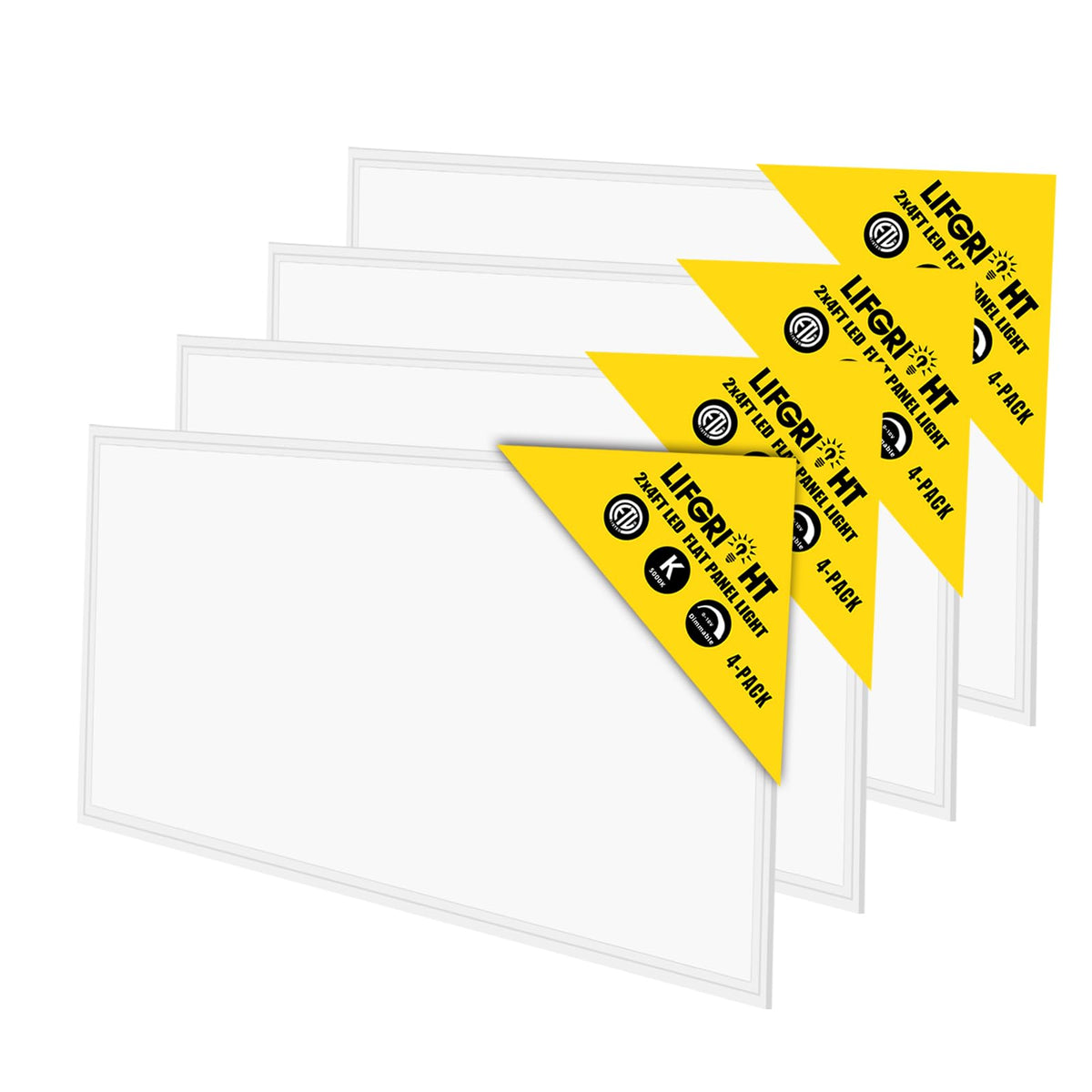 12 Pack 2x4 LED Flat Panel Light,7800LM Fixed 5000K Daylight White Recessed Troffer,0-10V Dimmable 2x4FT Drop Ceiling Light,ETL Listed Commercial Fixture for Office,Shop,Supermarket,School 110-277V AC