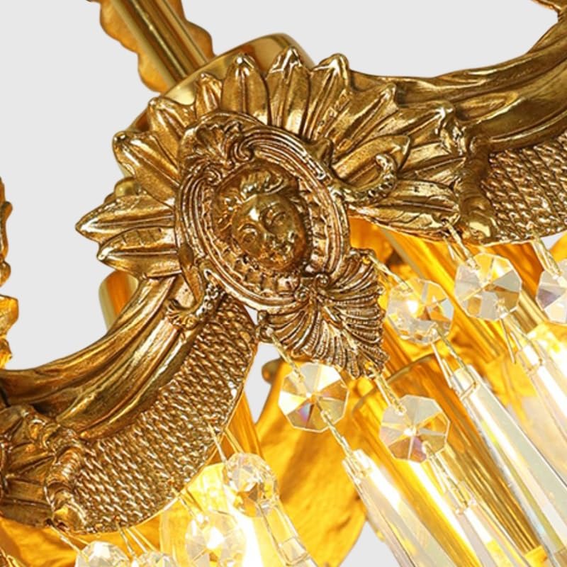 Chandelier, European Luxury Brass Restaurant Chandelier French Classical Retro Bedroom Foyer Crystal Pendant Light(9 Lights D140 H80cm,3-Color Light)