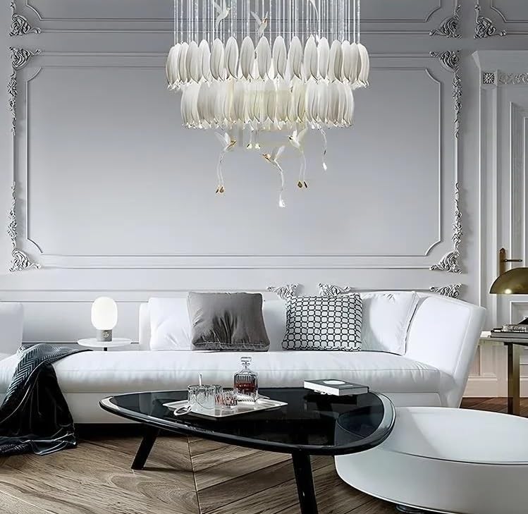 Pendant Lights, Creative Ceramic Tulip Chandelier for Stairway Loft Luxury Duplex Building Empty Living Room Hall Bedroom Dining Decor Lamp(26 Heads)