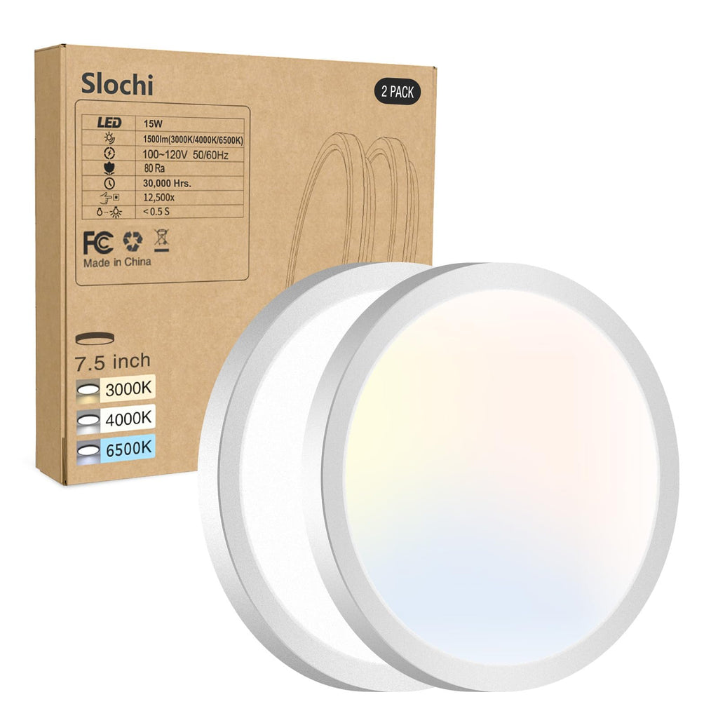 8PACK LED Flush Mount Ceiling Light Fixture, 3000K-4000K-6500K & 150W Equivalent Modern Kitchen Recessed Ceiling Lamp 24W 3200Lm 12Inch Closet Round Surface for Bathroom Laundry Bedroom Hallway