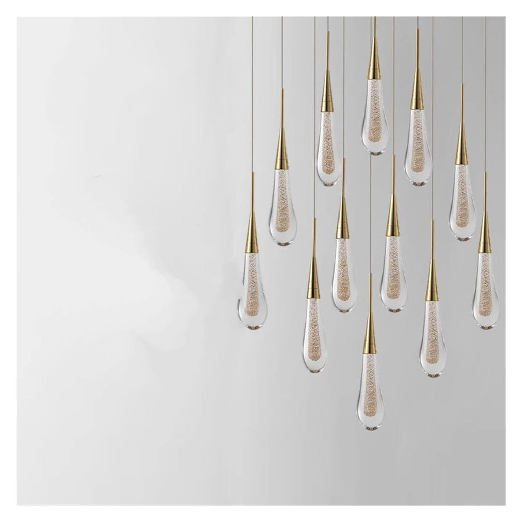 Teardrop Glass Pendant Light Raindrop with Brass Tone Top,Classic