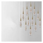 Teardrop Glass Pendant Light Raindrop with Brass Tone Top,Classic