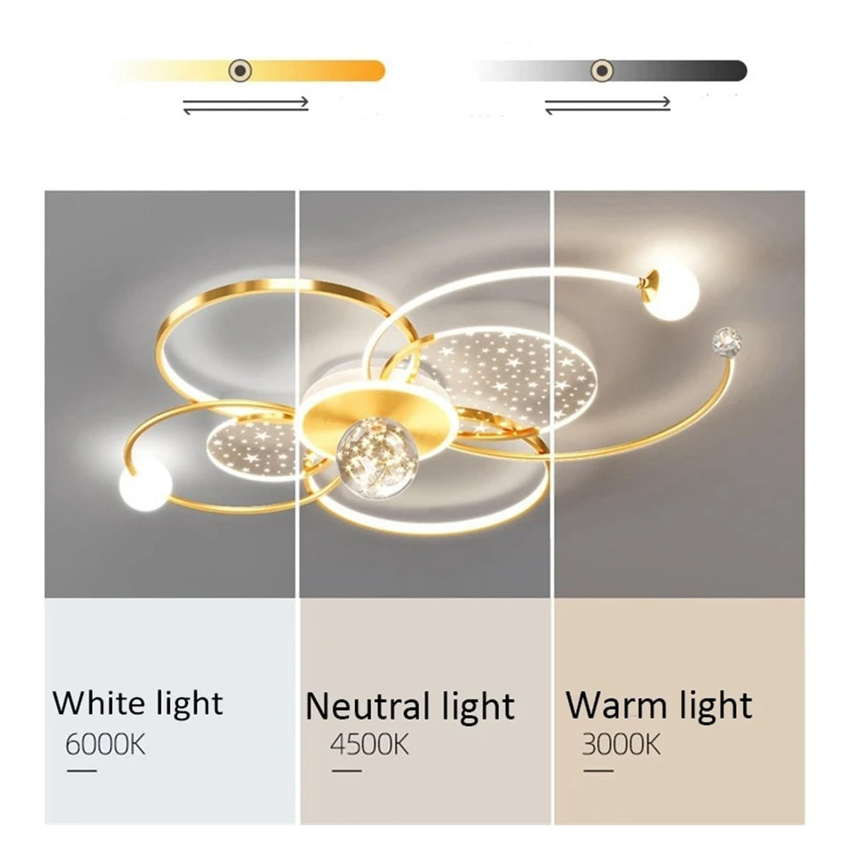 YUFENG , Modern Living Room Smart Indoor Decorative Light with Remote Control Stylish Minimalist Hall Ceiling Lamp, Black