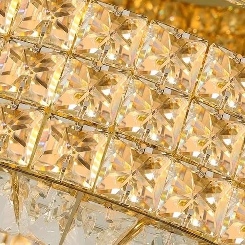 Chandelier, Large Living Room Crystal Gold Ceiling Lamp Led Two Tier Roof Light Fixture Apartment Round Home Decoration Lamparas Lustre(Dia120cm,Dimmable)