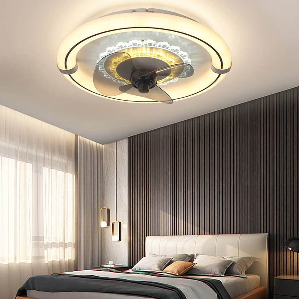 120W Smart Ceiling Fan Lamp LED tri-Color dimming Adjustable Ceiling Lamp High Light Transmittance Acrylic lampshade for Dining Table Bedroom Living Room (with Timing Function)