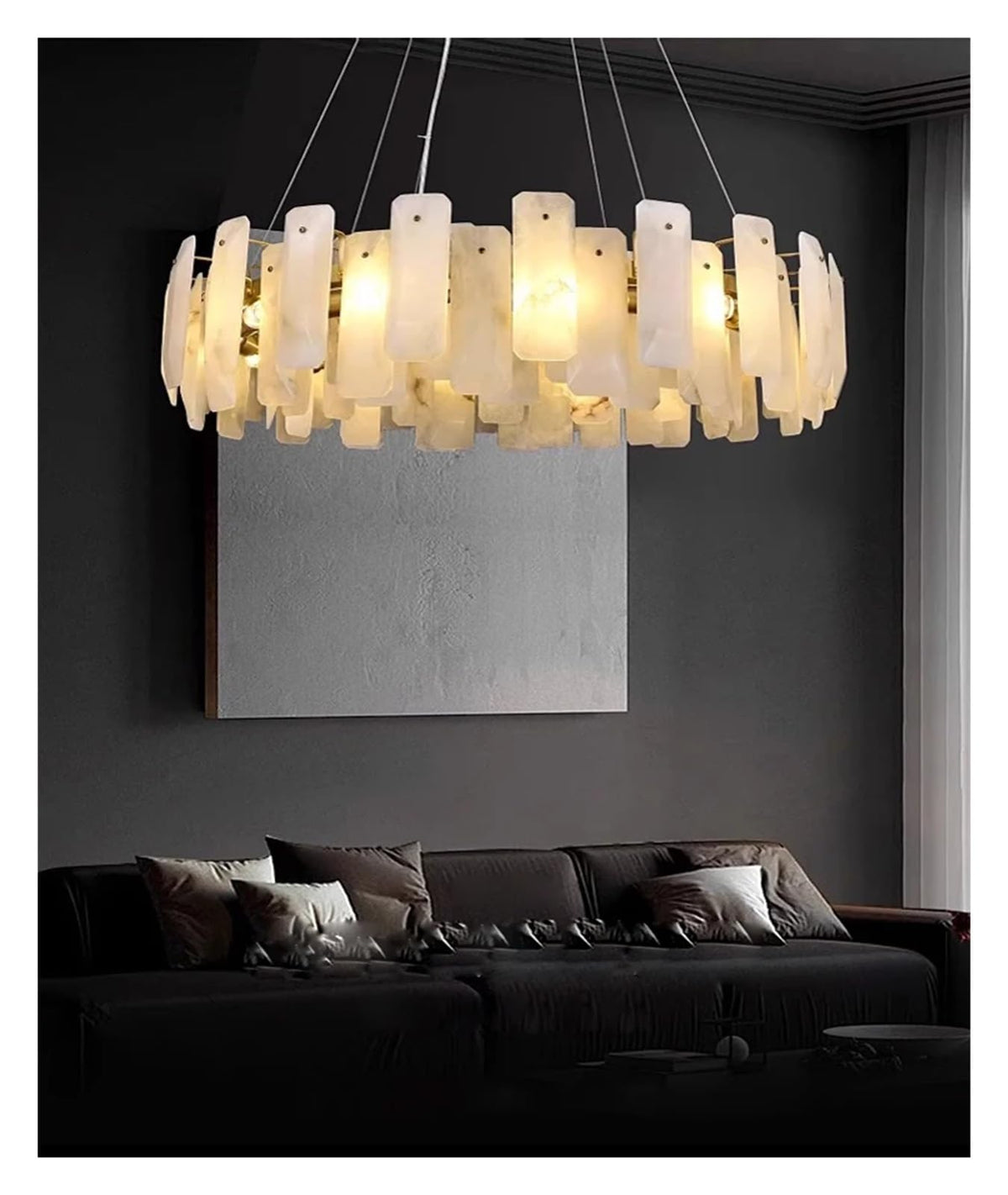 Natural Marble Gold Chrome LED Chandelier,Chandelier