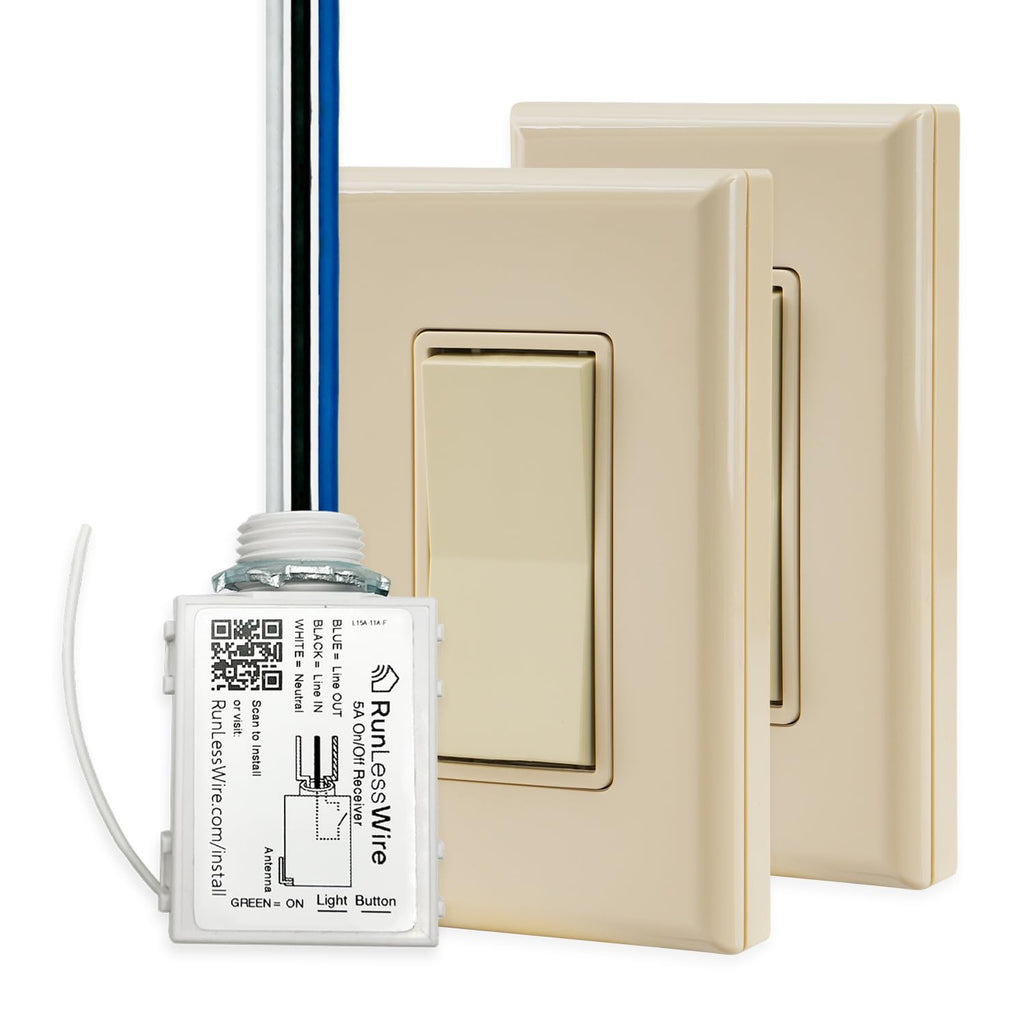 2 Fixture Battery-Free Wireless Light Switch Kit - Light Almond