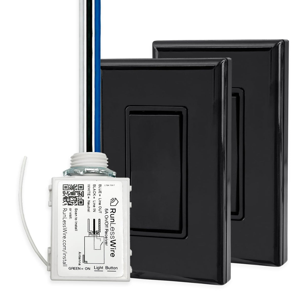2 Fixture Battery-Free Wireless Light Switch Kit - Light Almond