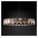 Modern Luxury Rectangular Crystal Dining Room Pendant Light Linear Chandelier with Multi-Faceted Crystal Blocks