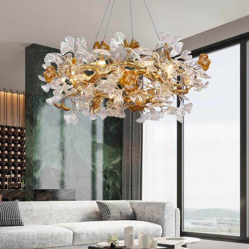 Ceiling Pendant Light, Modern Luxury Villa Branch Living Room Chandelier Duplex Designer Restaurant Island Decorative Lighting(Cold White,Dia80x H35CM)