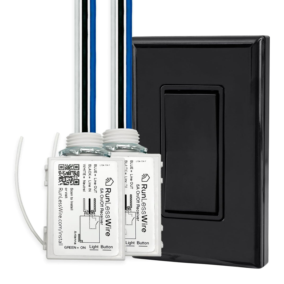 2 Fixture Battery-Free Wireless Light Switch Kit - Light Almond