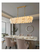 Round Alabaster Layered Chandelier Multi Disc Pendant Light ,Fresh