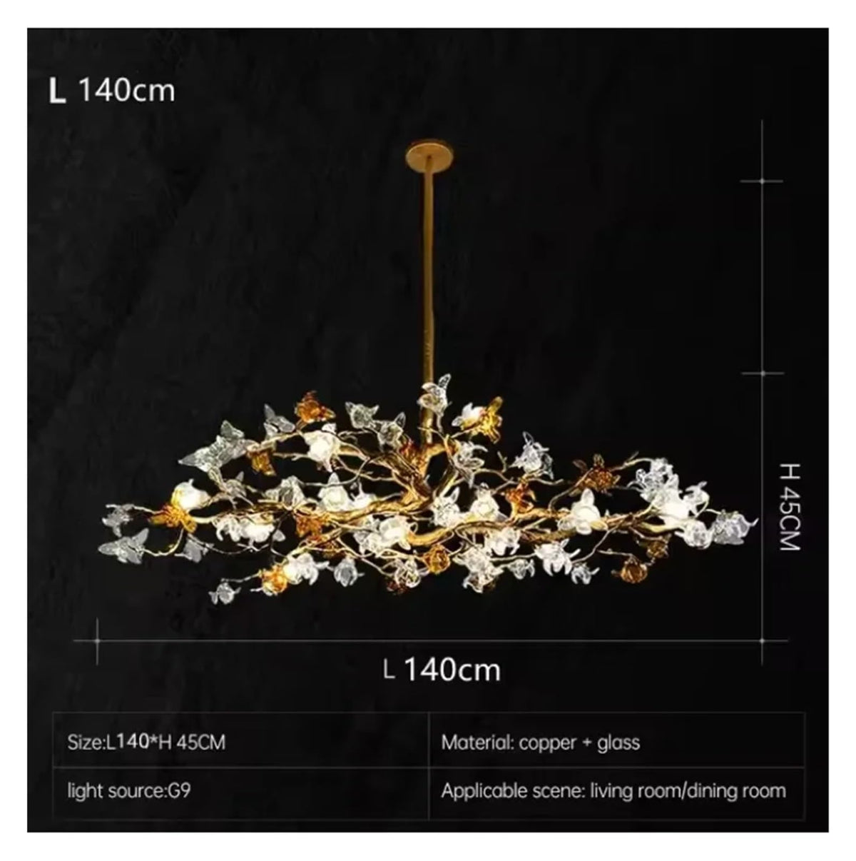 Modern Coppe Crystal Tree Branch Ceiling Chandeliers for Restaurant Living Room Bar Tea Room Luster Hanging Lighting Sleek Design
