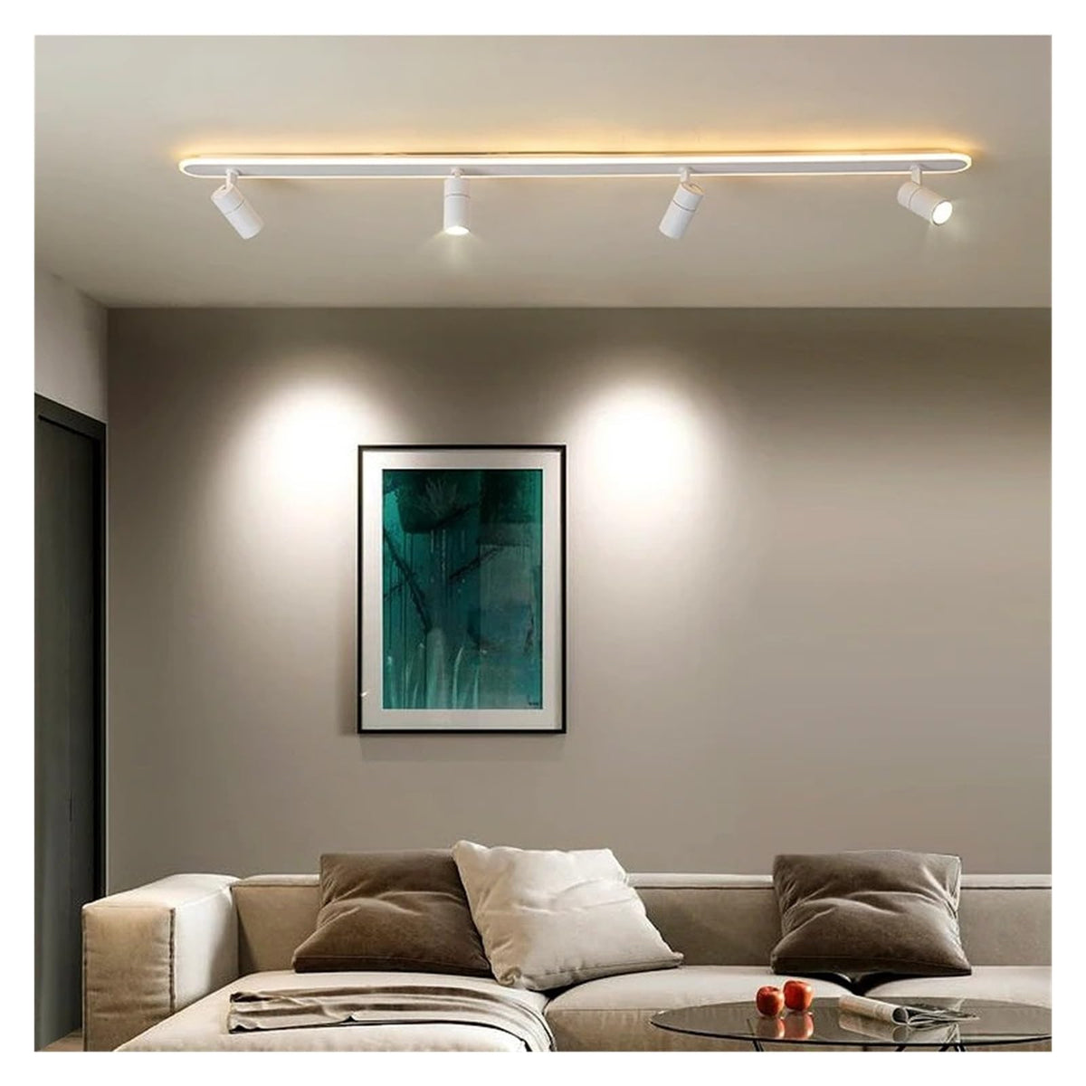 120-200cm Nordic Modern Minimalism Bedroom Spotlight Ceiling Lights Smart Led Lamps for Living Room Indoor Lighting Lamps Balcony Lamps Minimalist Design(Cold White No Remote,Black Length 200cm)