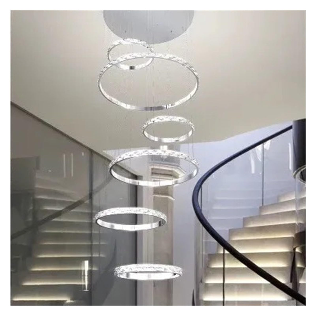 Modern Crystal Chandelier Stainless Steel Sparkling Lighting Light,Foyer