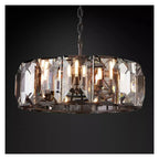 Modern Luxury Rectangular Crystal Dining Room Pendant Light Linear Chandelier with Multi-Faceted Crystal Blocks