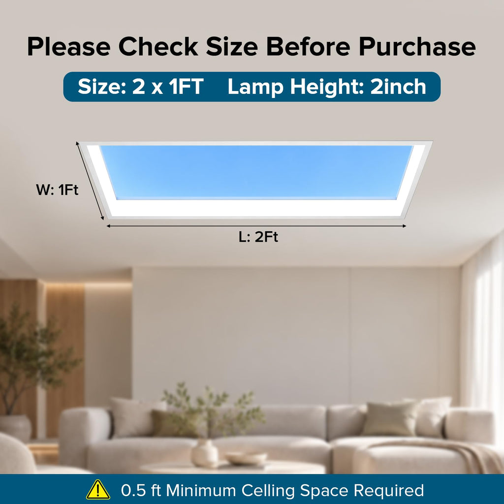Ultra Thin Skylight Panel Light, 2x1 FT Smart Blue Sky Light