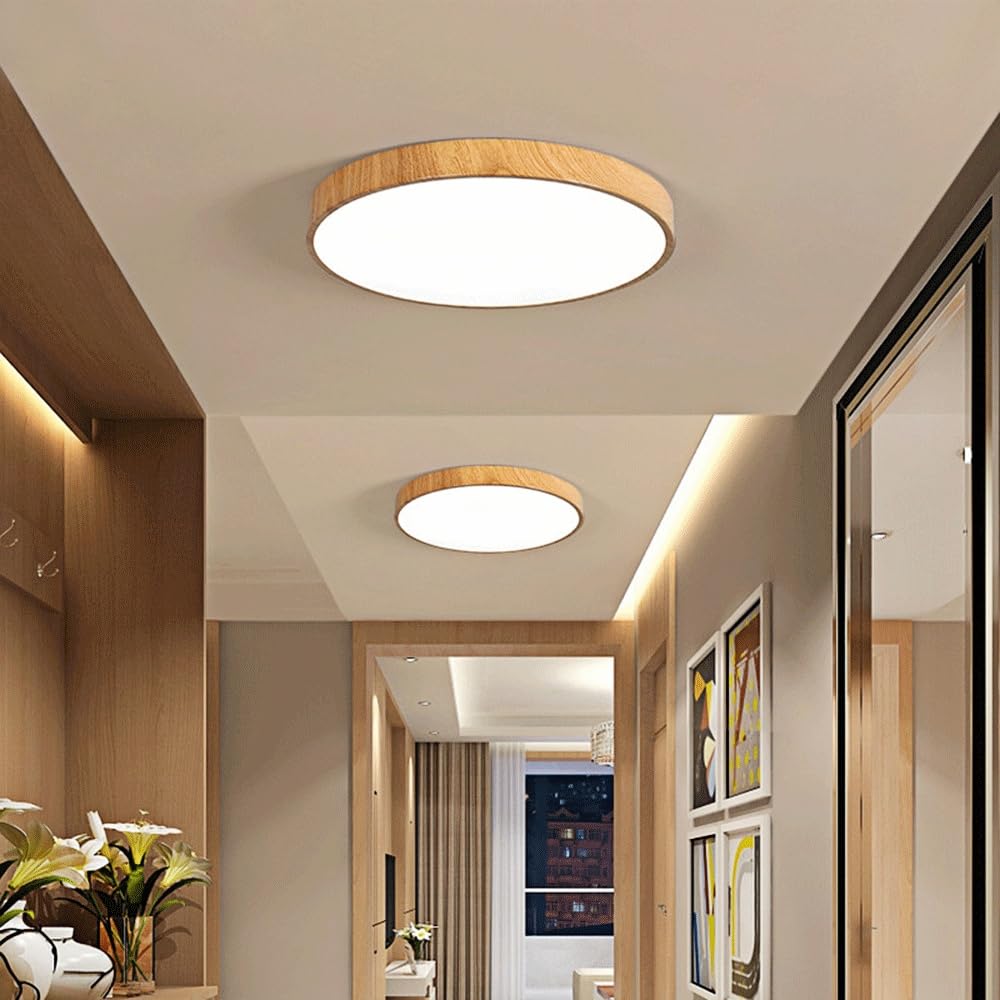 Ultra-thin LED Ceiling Light, Simple Bedroom Main Lamp, Modern Wood Grain Round Ceiling Lights, Ultra -thin Design Smart Nordic Living Room Lighting Fixture, For Kitchen Island Office Hallwa