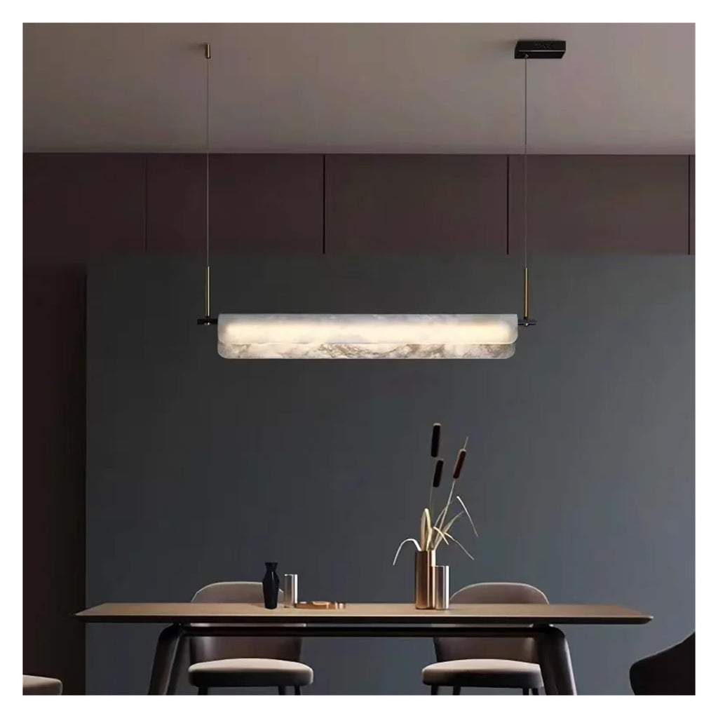 Nordic Minimalist Marble Full Copper Chandeliers with White Marble Lustre, Villa Lighting for Living Room, Home Decoration