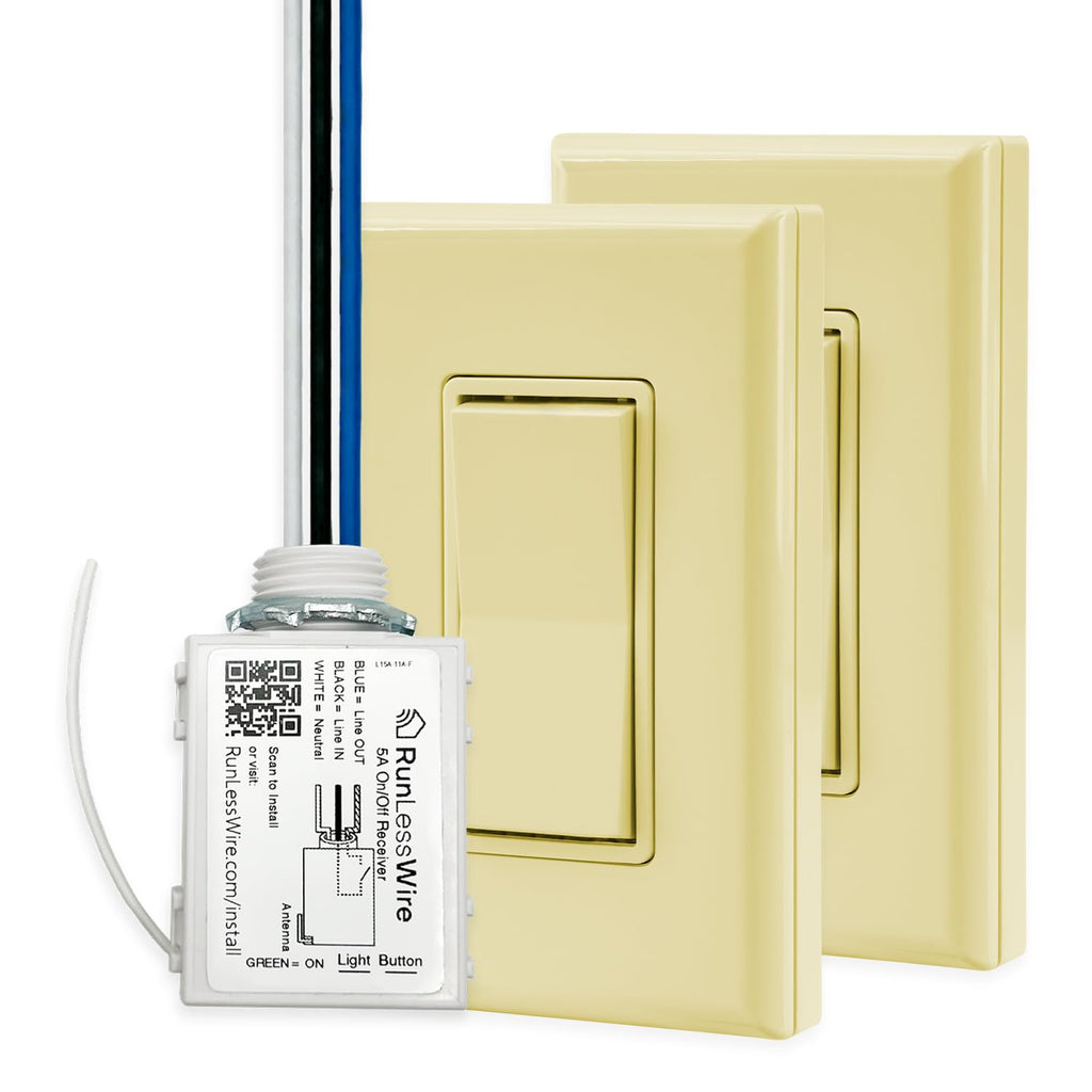 2 Fixture Battery-Free Wireless Light Switch Kit - Light Almond