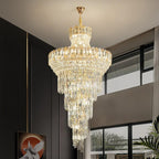 Ceiling Pendant Light, Modern Luxury Revolving Staircase Lamp for Villa Duplex Floor Open-Plan Living Room Ceiling High-end Crystal(D80CM H160CM,Warm Light)