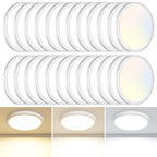 8PACK LED Flush Mount Ceiling Light Fixture, 3000K-4000K-6500K & 150W Equivalent Modern Kitchen Recessed Ceiling Lamp 24W 3200Lm 12Inch Closet Round Surface for Bathroom Laundry Bedroom Hallway