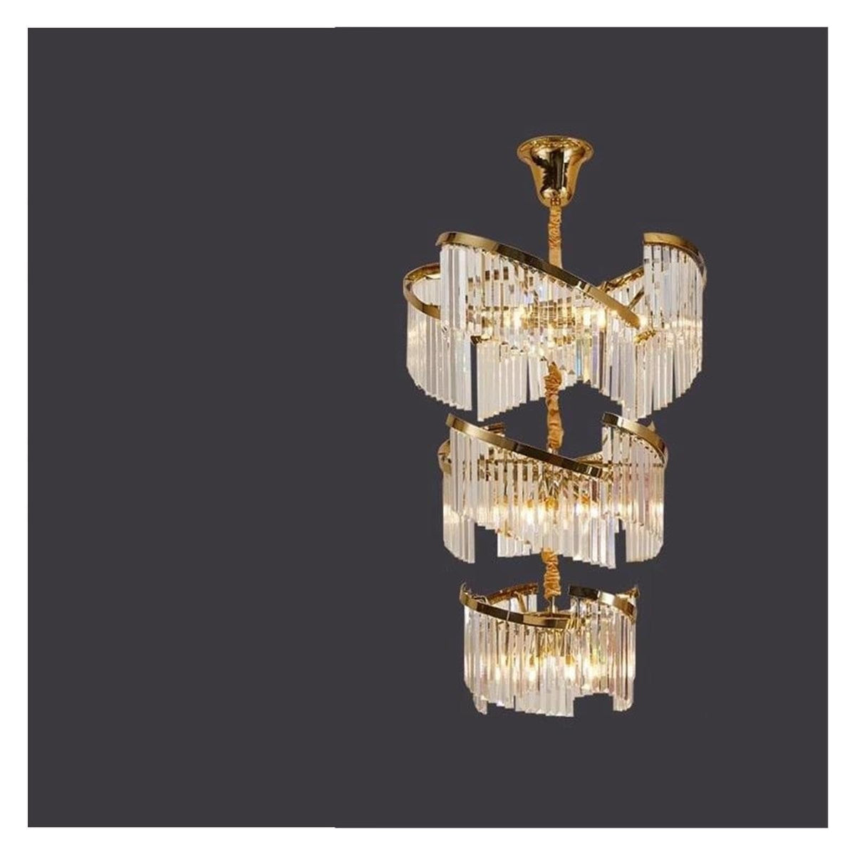 Spiral Crystal Chandelier Gold Metal Frame Pendant Light,Comfortable