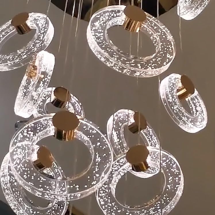Pendant Lights, Luxury Round Loft Chandelier Design for Crystal Pendant Lamp for Living Room Indoor Lighting Fixtures Villa Staircase(28 Heads,White Light)