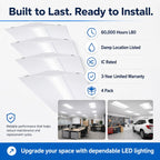 2x4 LED Troffer Light, LED Drop in Ceiling Light for Dropped Ceiling, 4000/5000/6000 Adjustable Lumens, 3500K/4000K/5000K Switchable Color Temperature, White (4 Pack)