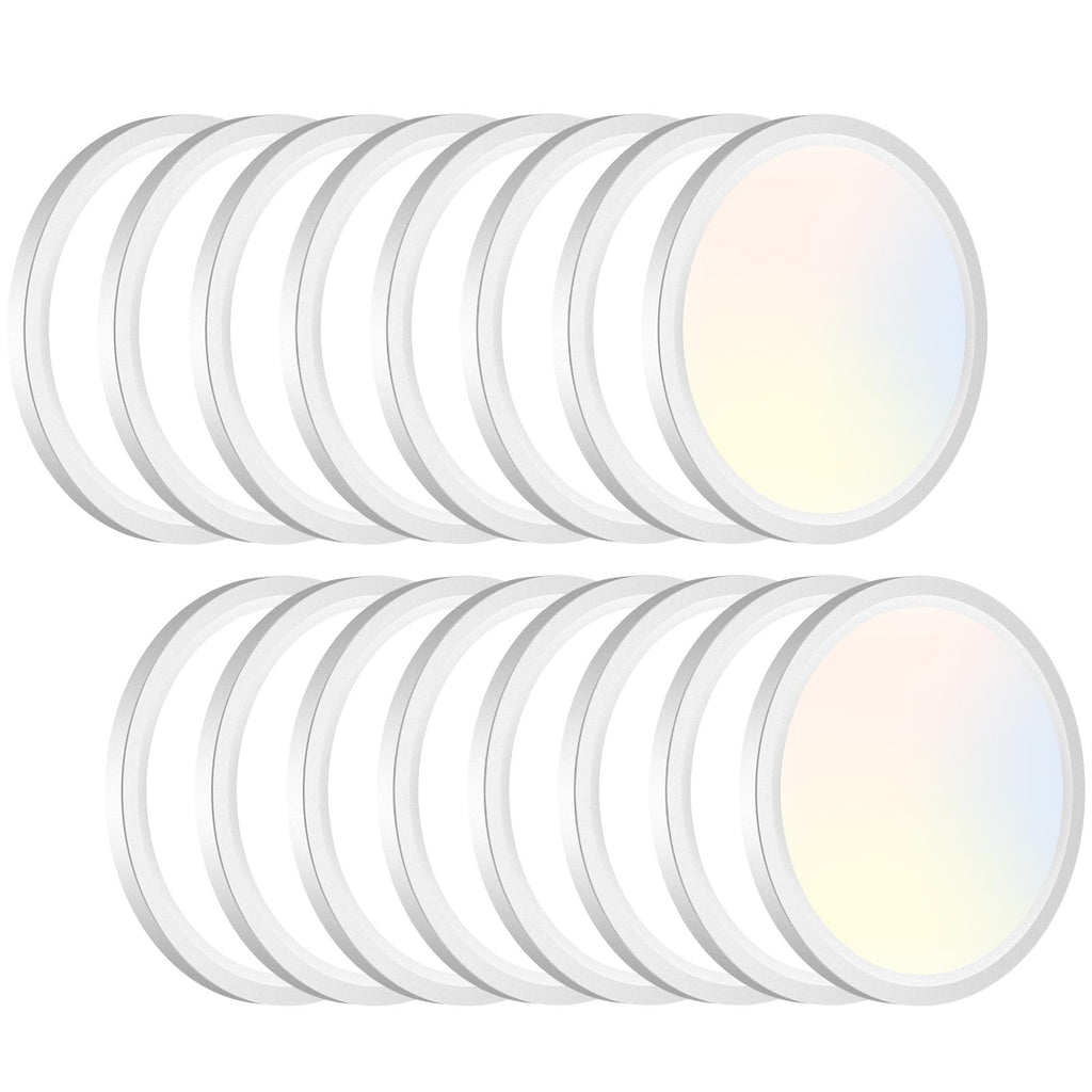 8PACK LED Flush Mount Ceiling Light Fixture, 3000K-4000K-6500K & 150W Equivalent Modern Kitchen Recessed Ceiling Lamp 24W 3200Lm 12Inch Closet Round Surface for Bathroom Laundry Bedroom Hallway