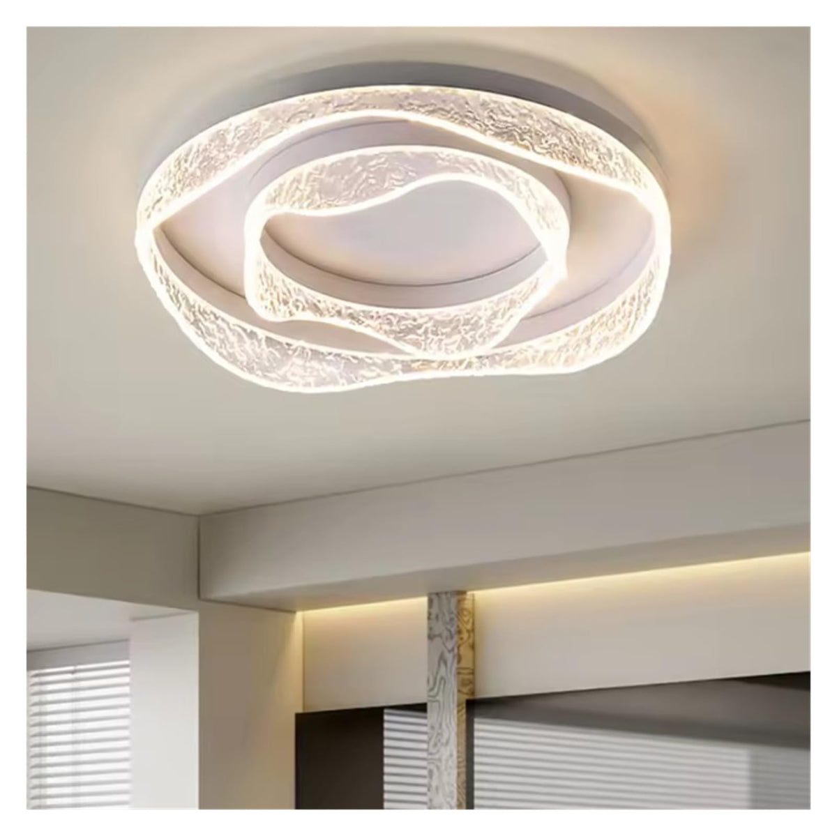 Wavy Square Round Crystal Flush Mount Ceiling Light Glass LED