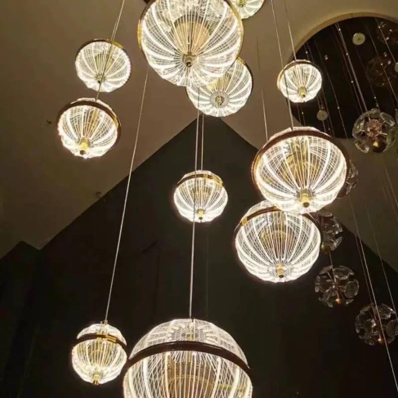 Modern Luxury Pendant Lights for Living Room Dining Table Minimalist Loft Apartments Villas Staircase Chandelier Home Decoration(Warm Light,22 Heads)