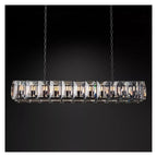 Modern Luxury Rectangular Crystal Dining Room Pendant Light Linear Chandelier with Multi-Faceted Crystal Blocks